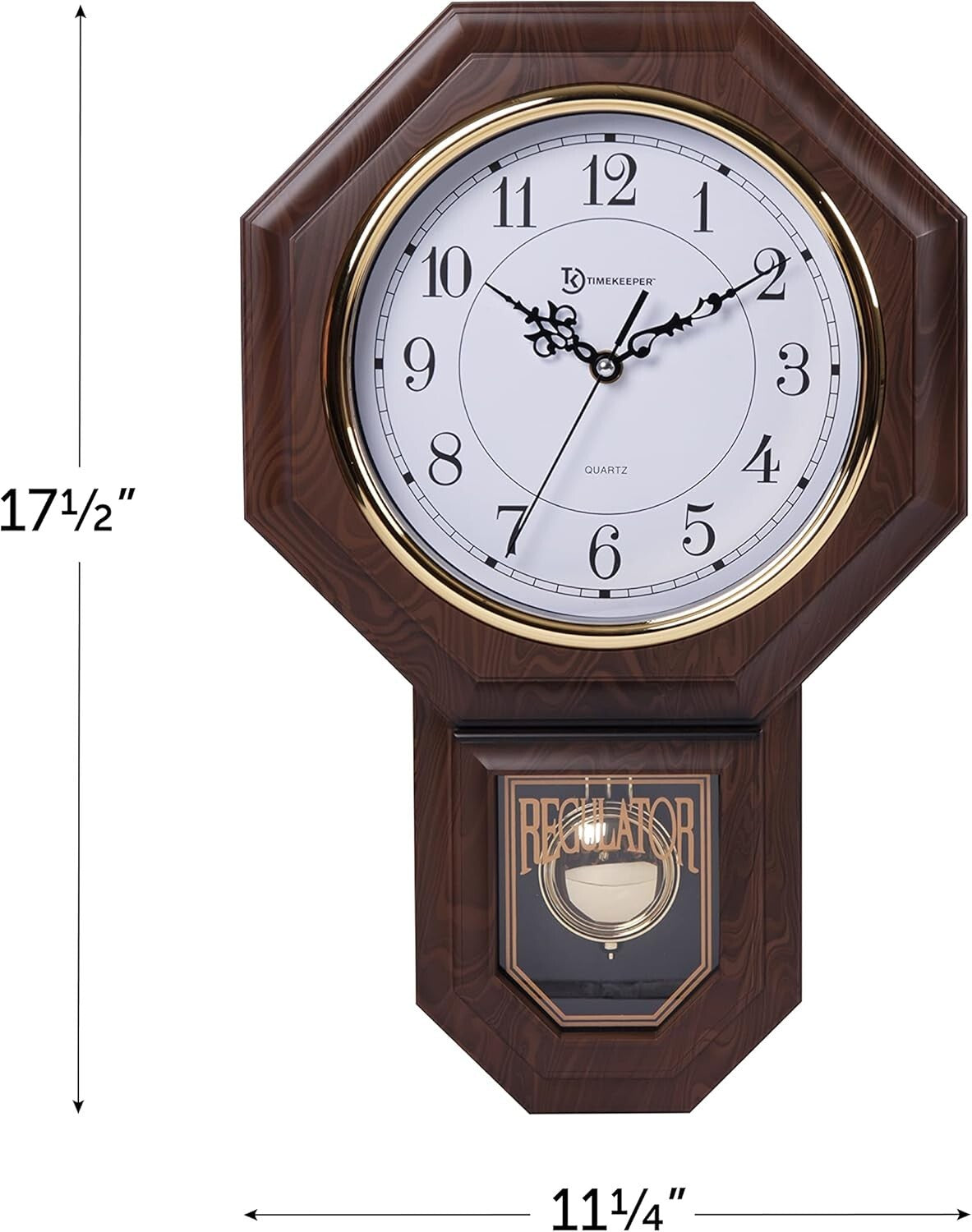 Sophisticated 17.5" Pendulum Clock with Westminster Chime for Office Decor