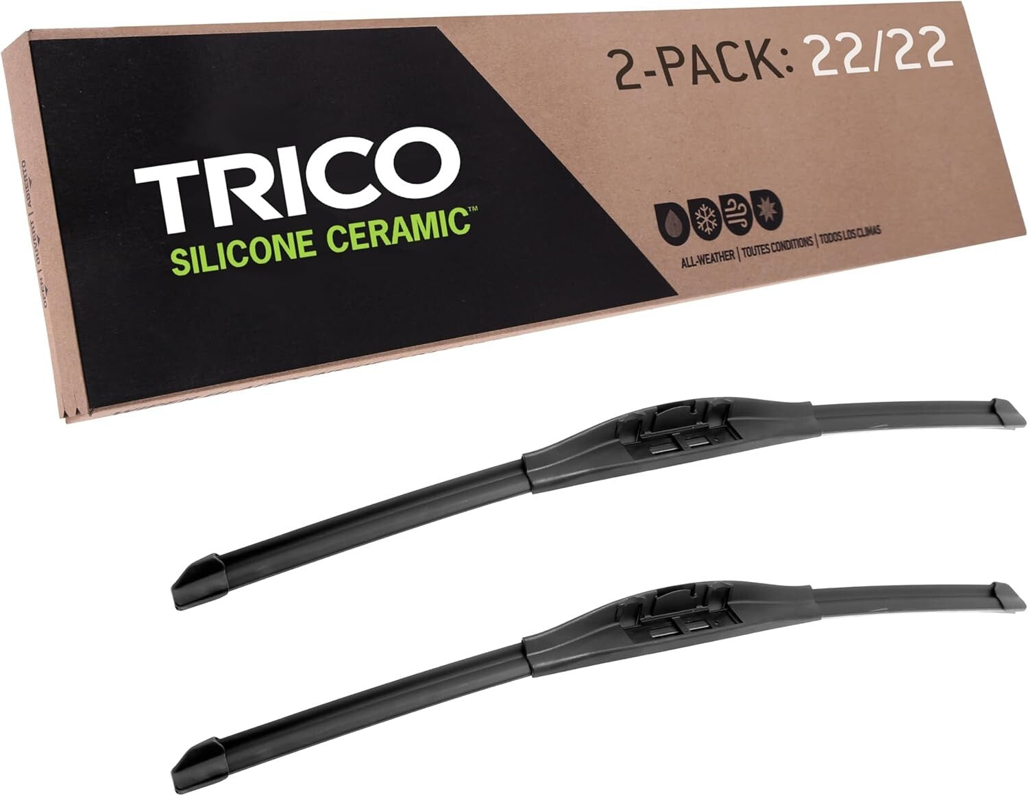 All-Weather Silicone Ceramic 22'' Wiper Blades for Enhanced Visibility (2-Pack)