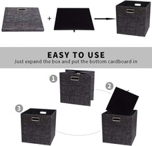 Load image into Gallery viewer, Modern Black Foldable Storage Cubes 4-Pack - 13x13x13 Bins for Home Organization