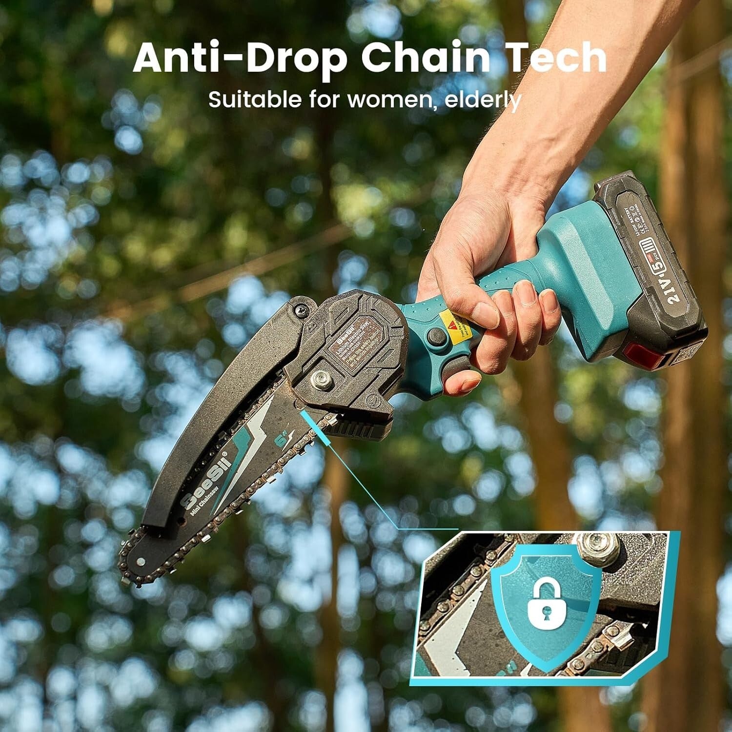 Portable 6-Inch Battery-Powered Chainsaw - Quick Logs Cutting, Compact Design