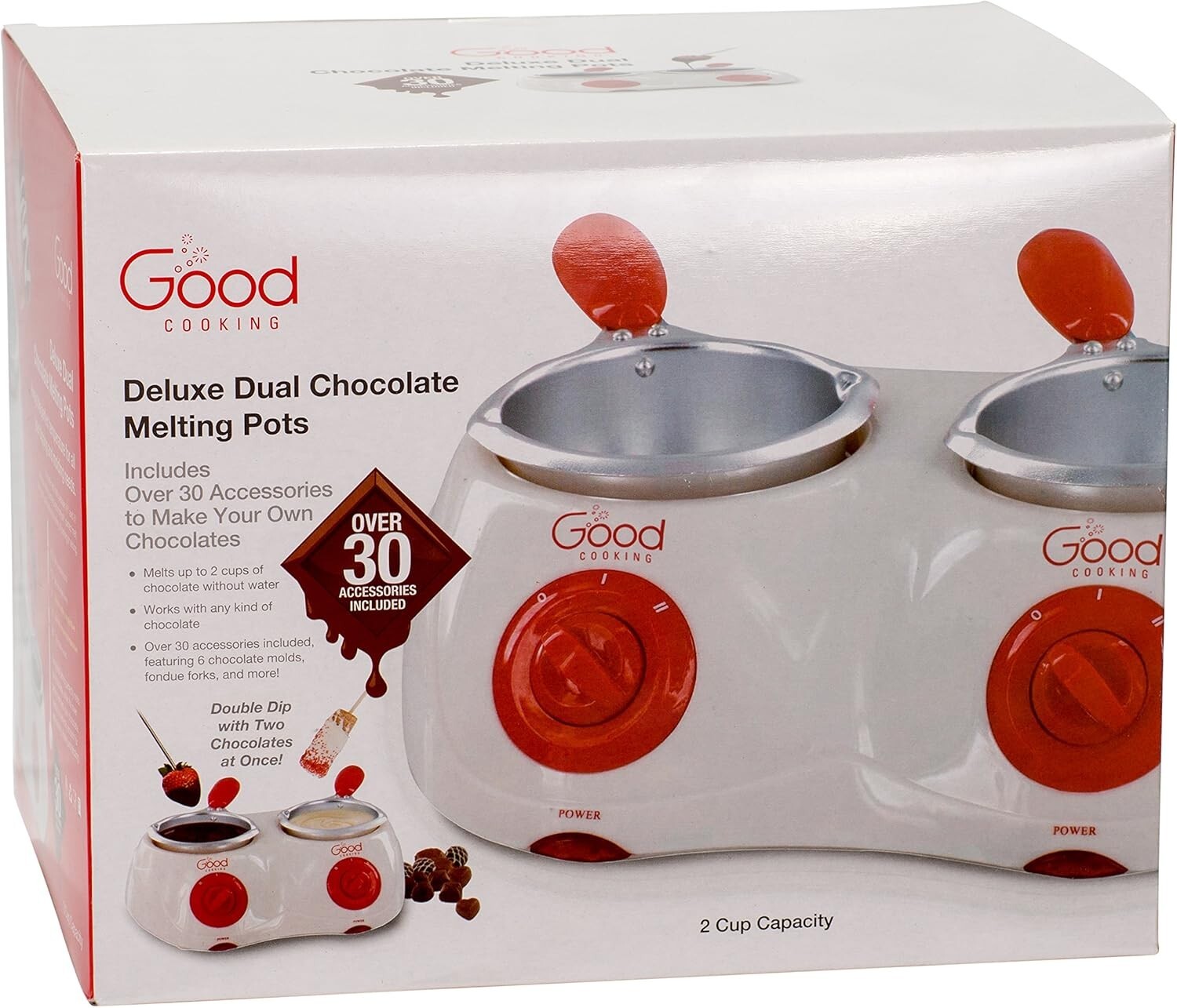 2-Cup Dual Chocolate Melting Gift Set with Molds - Ideal for Father's Day Treats