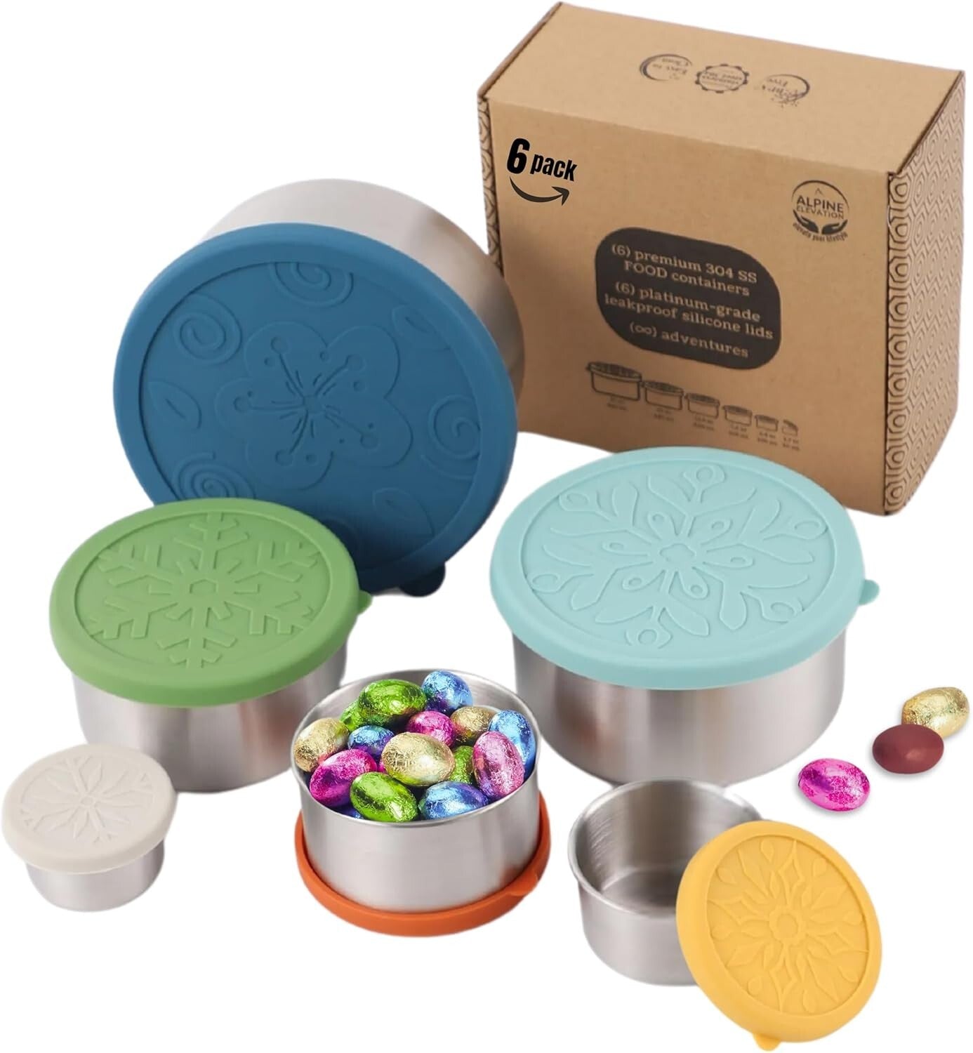 12 Pcs Stainless Steel Snack Container Set with Silicone Lids - Leakproof Design