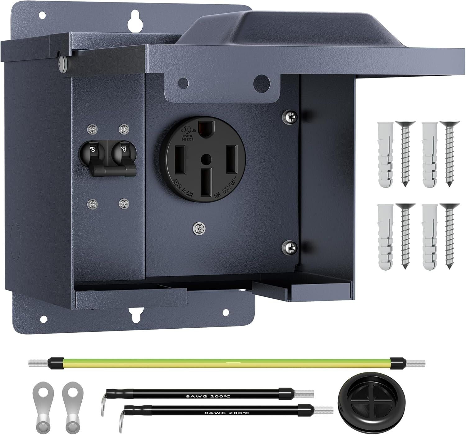 Reliable 50 Amp Outdoor RV Power Outlet with Circuit Breaker - Easy Install