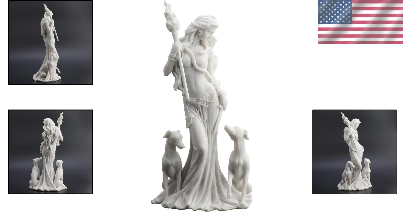 Hecate Resin Sculpture: 13 3/8 Inches of Greek Mythology - Gift-Ready Art Piece