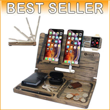 Load image into Gallery viewer, Natural Wood Phone Docking Station with Ant-Slip Pads - Ideal for Men and Gifts