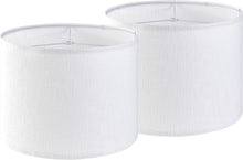 Load image into Gallery viewer, Easy Assembly White Linen Drum Lampshades - 16" Large Set of 2 for Versatile Use