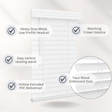 Load image into Gallery viewer, Versatile Cordless Window Blinds - 2-Inch Faux Wood in Bright White, 34.5" x 60"