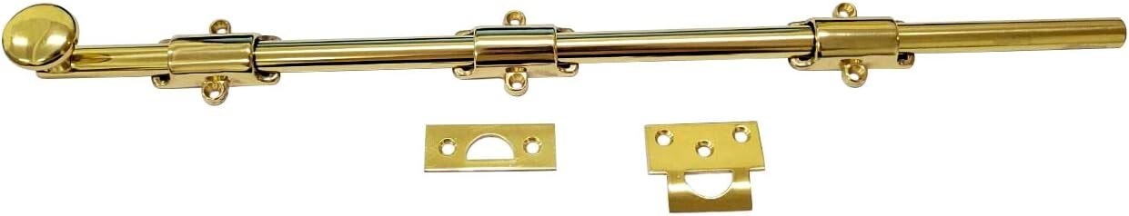 Elegant Solid Brass Dutch Door Bolt - 18'' Polished Brass, Easy Install Pack