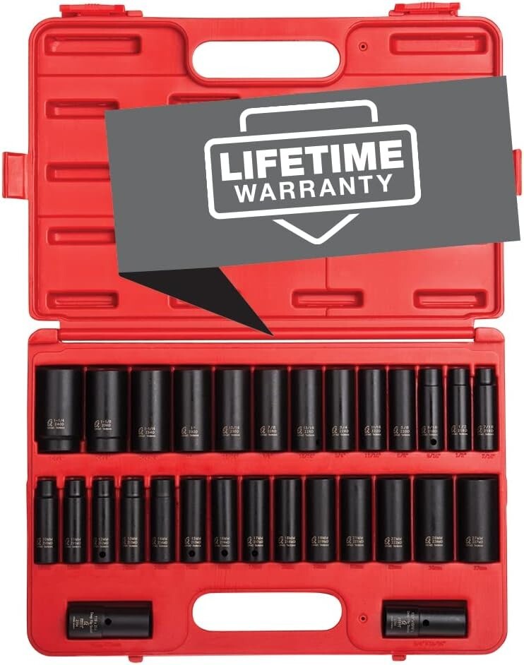 Professional 29-Piece Double Deep Impact Socket Set - Cr-Mo Steel Durability