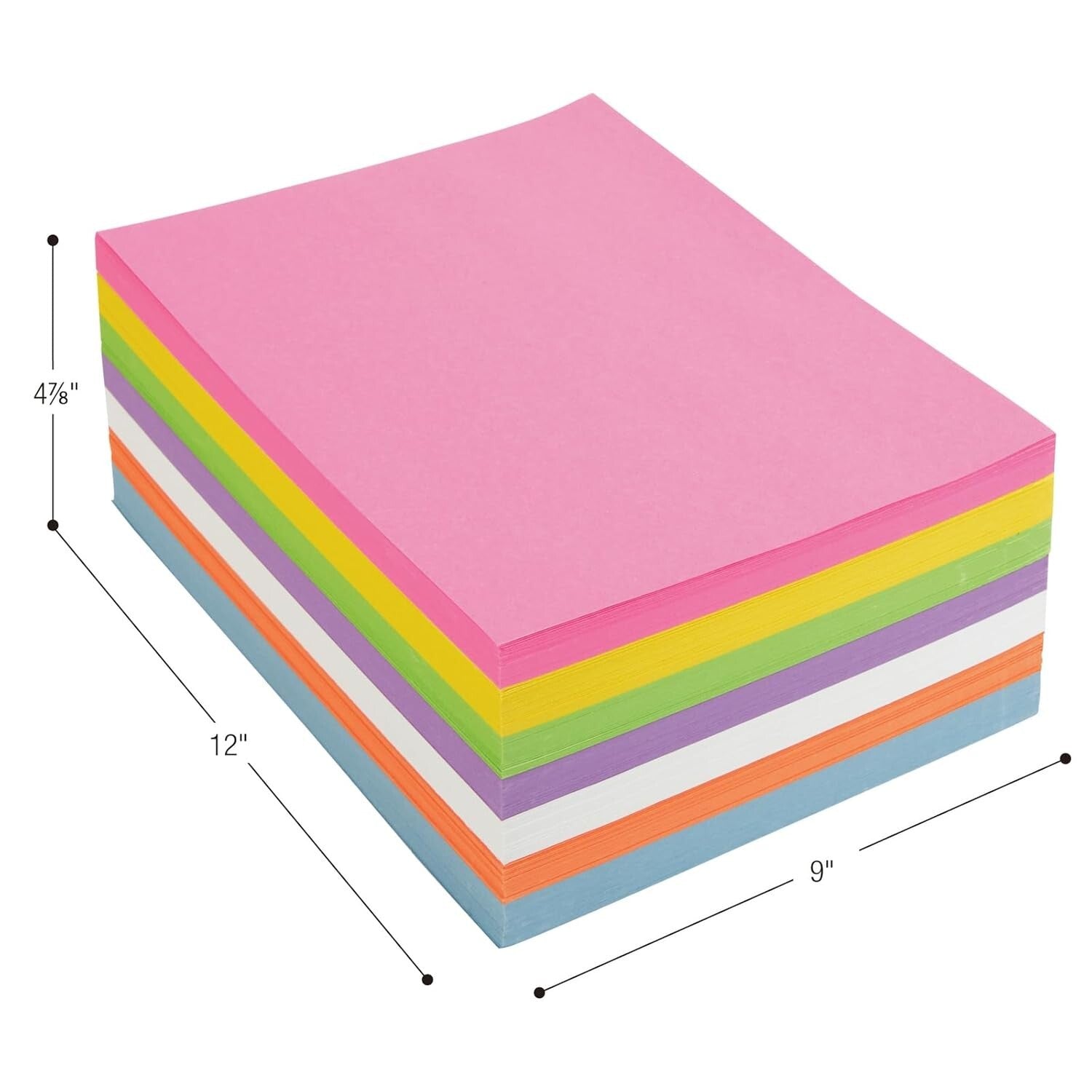 Bulk 600 Sheets of Heavy-Duty 9x12" Kid's Construction Paper - 7 Bright Colors