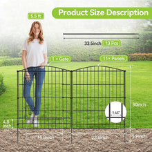 Load image into Gallery viewer, Elegant Decorative Metal Garden Fence with 12 Panels &amp; Gate, 23.6ft L x 30in H