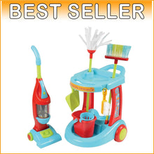 Load image into Gallery viewer, Interactive Toy Vacuum &amp; Cleaning Cart Set - 12-Piece Pretend Play for Ages 3+