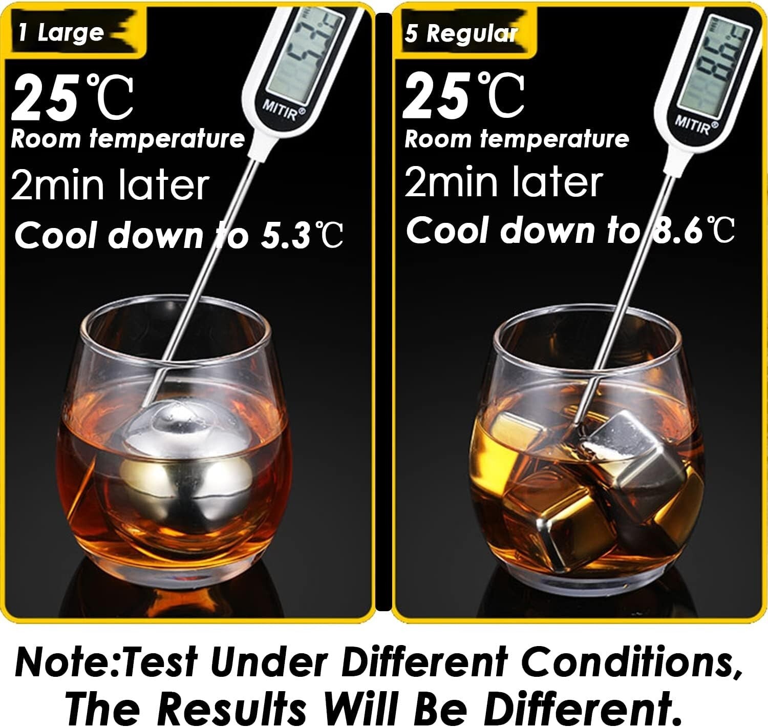 Luxury Whiskey Stone Set - 8 Large Stainless Steel Cubes with Storage Case