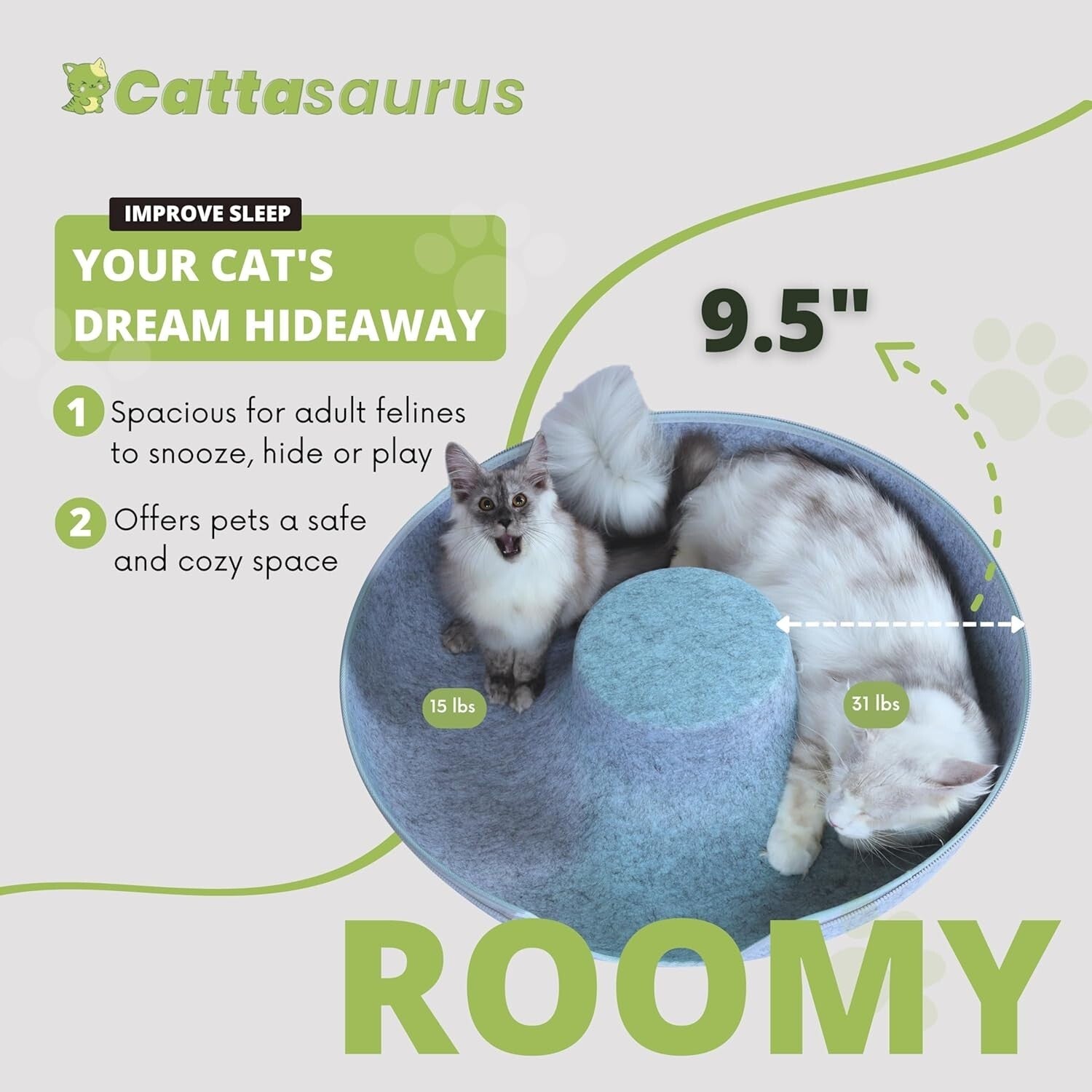 Large Cat Cave with Tunnel & Scratch-Resistant Felt for Year-Round Comfort