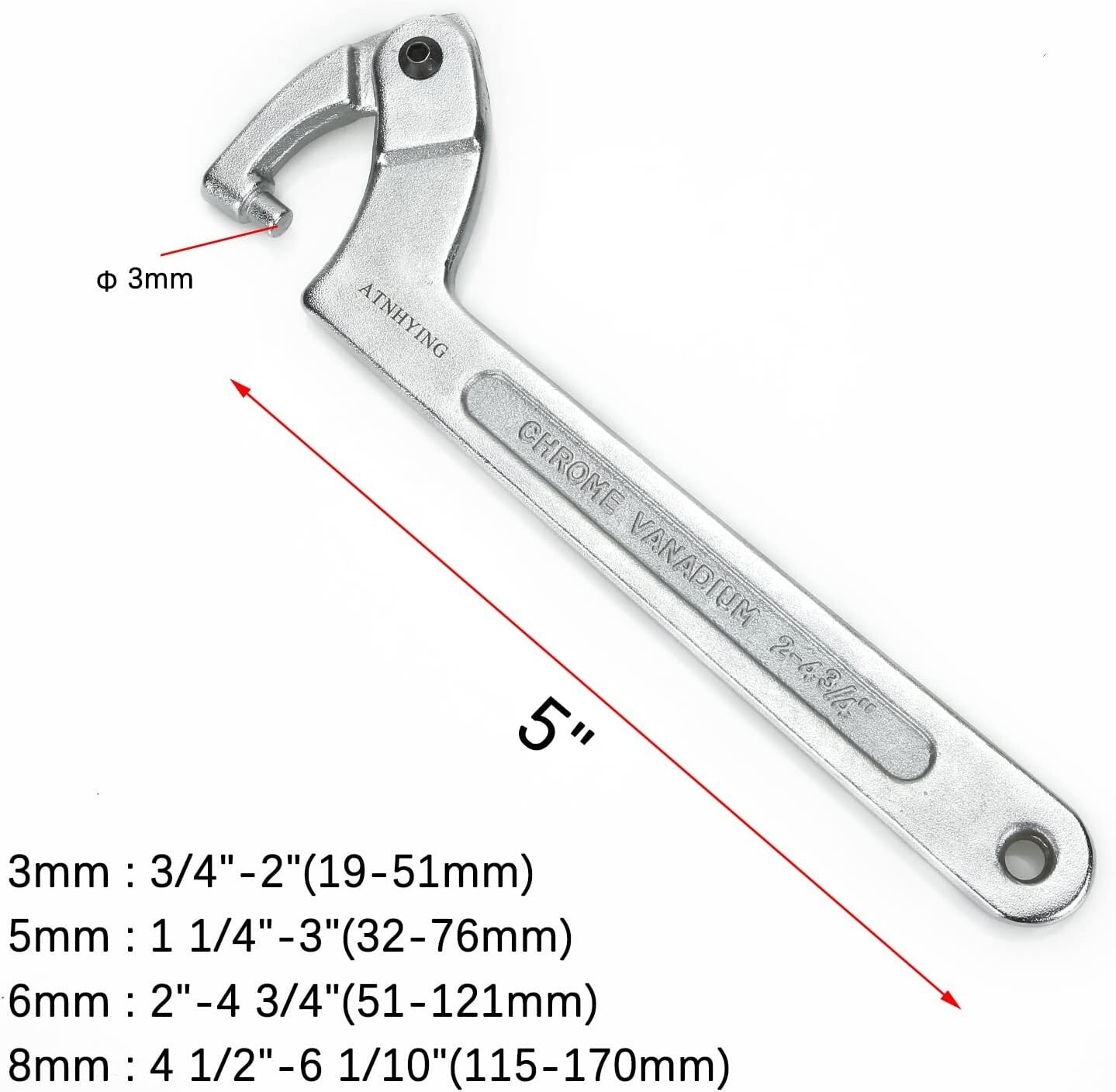 4-Piece Adjustable Spanner Wrench Set - Ideal for Vehicles and Machinery