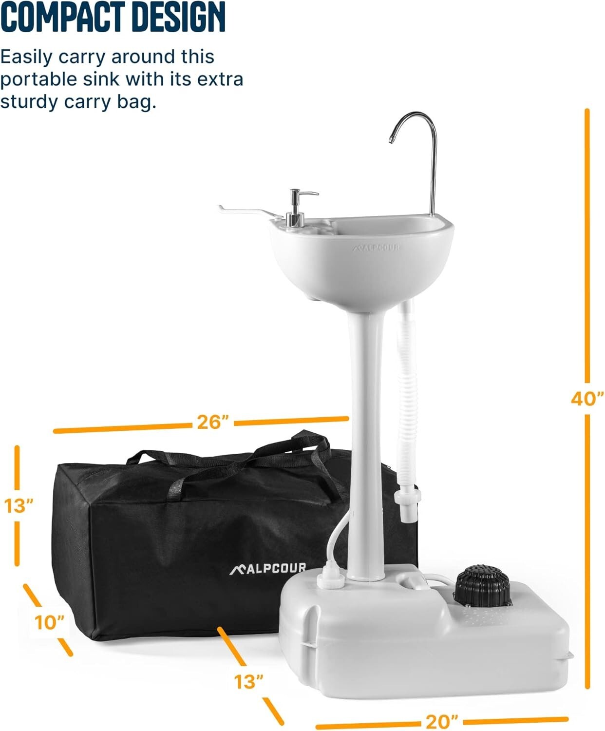 Portable Camping Sink with Soap Dispenser & Foot Pump – 17L Hygiene Station
