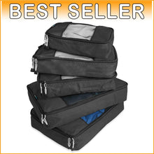 Load image into Gallery viewer, Versatile Black Packing Cube Collection - 5 Durable Organizers for Tidy Travel