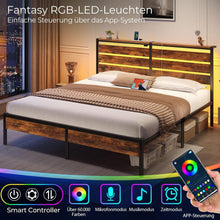 Load image into Gallery viewer, Multi-Functional King Bed Frame with USB Ports, LED Lights &amp; Storage Solutions