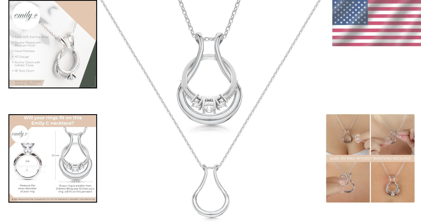 Elegant Stainless Steel Ring Holder Necklace for Men & Women - Stylish Jewelry