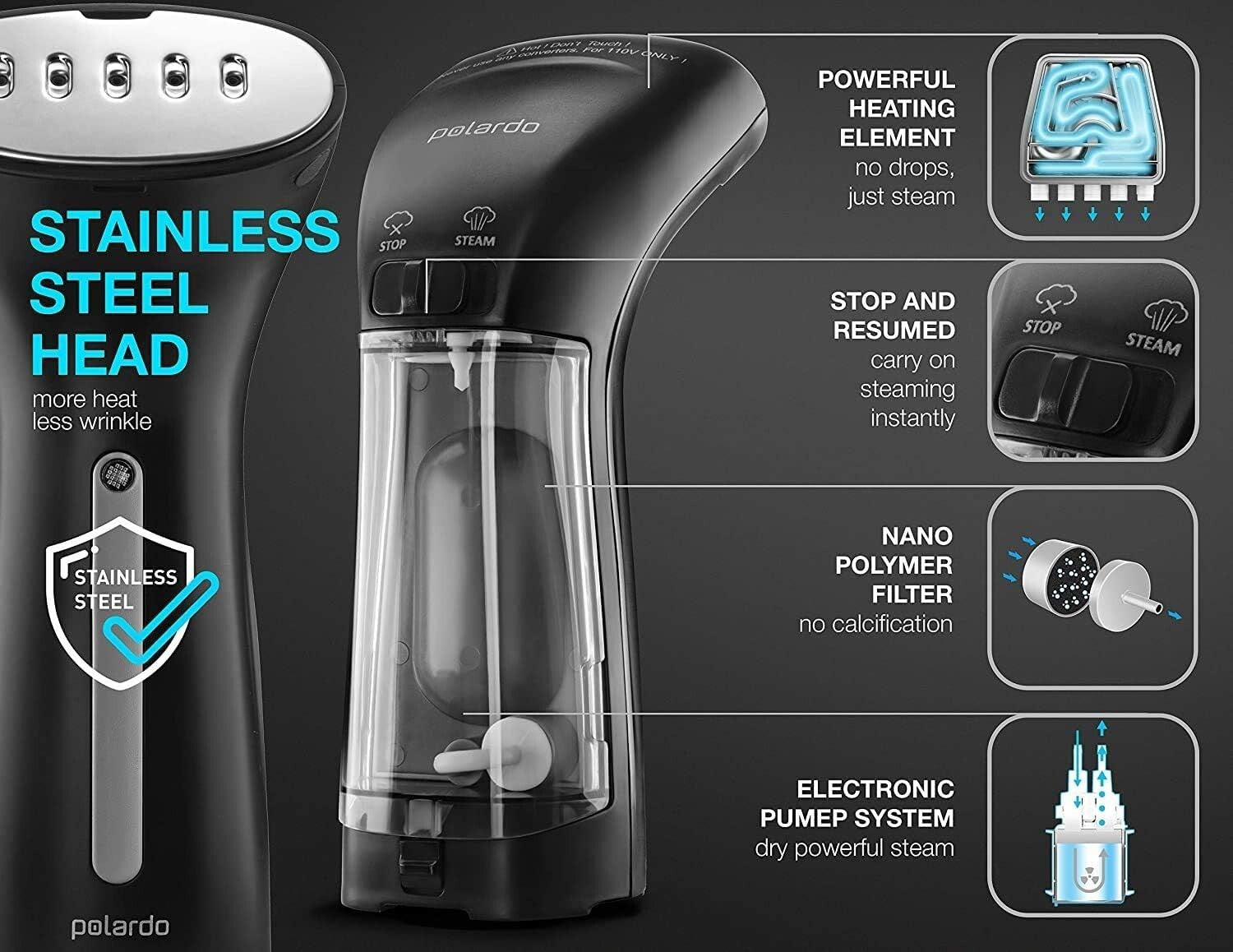 Travel Size Garment Steamer - Fast Heat-Up, Cool Touch, Ideal for Beginner Users