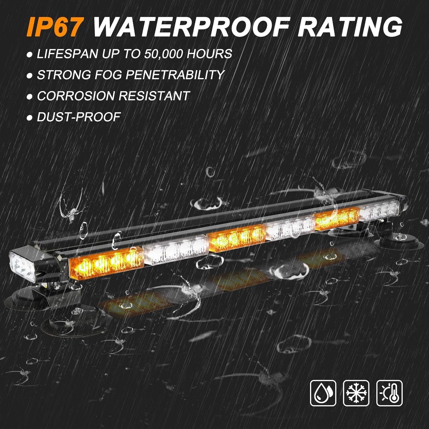 29.5" Emergency Warning Strobe Light Bar - 26 Flashing Modes, IP67 Waterproof