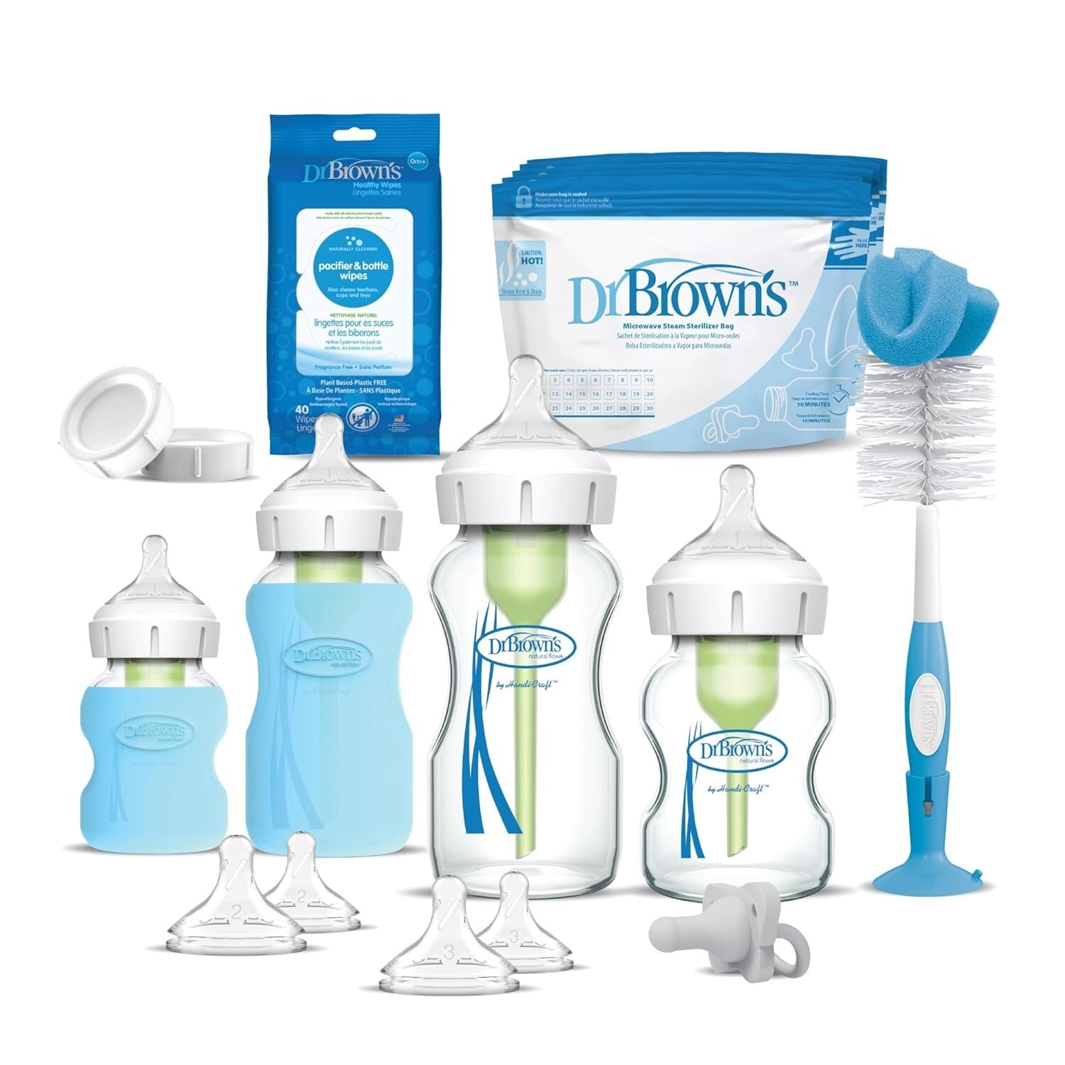 20-Piece Dr. Brown’s Glass Bottle & Pacifier Set with Dishwasher Safe Features