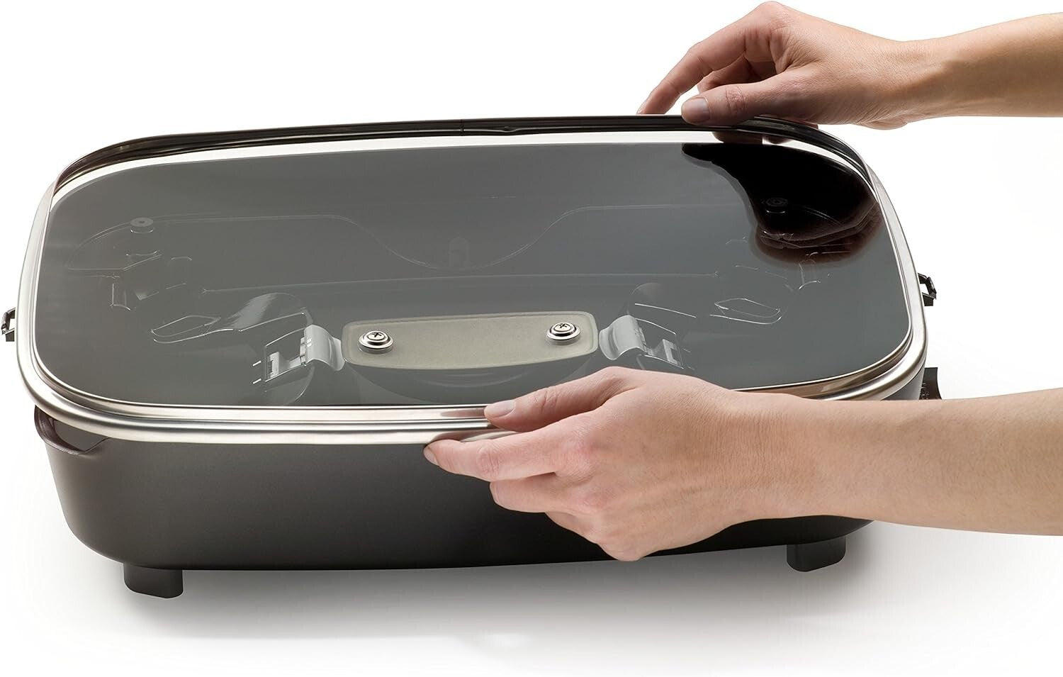 Ceramic Nonstick 16-Inch Foldaway Skillet with Temperature Control and Glass Lid