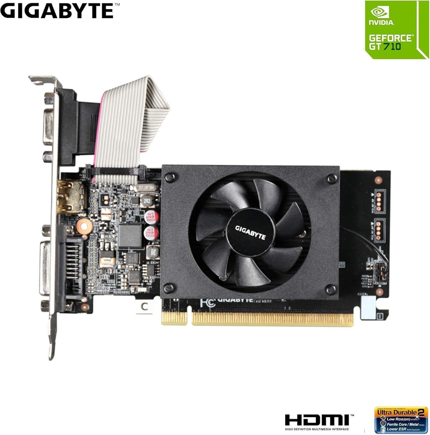 Efficient Low Profile 2GB Nvidia Graphics Card - 4096x2160 Max Resolution