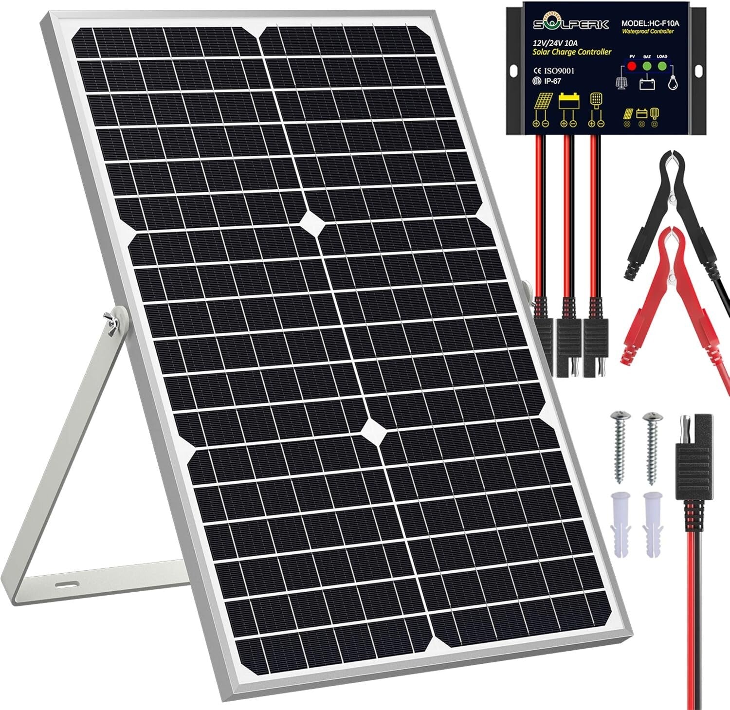 Compact 30W Solar Panel with Plug & Play Charger - Ideal for RV, Boat, and More