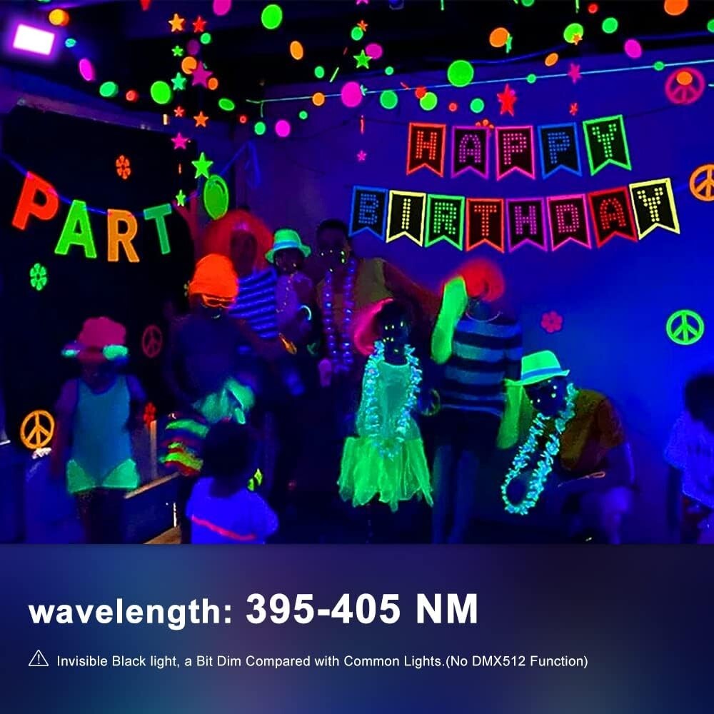 2 Pack 30W Waterproof UV Black Lights with Adjustable 180° Design for Parties