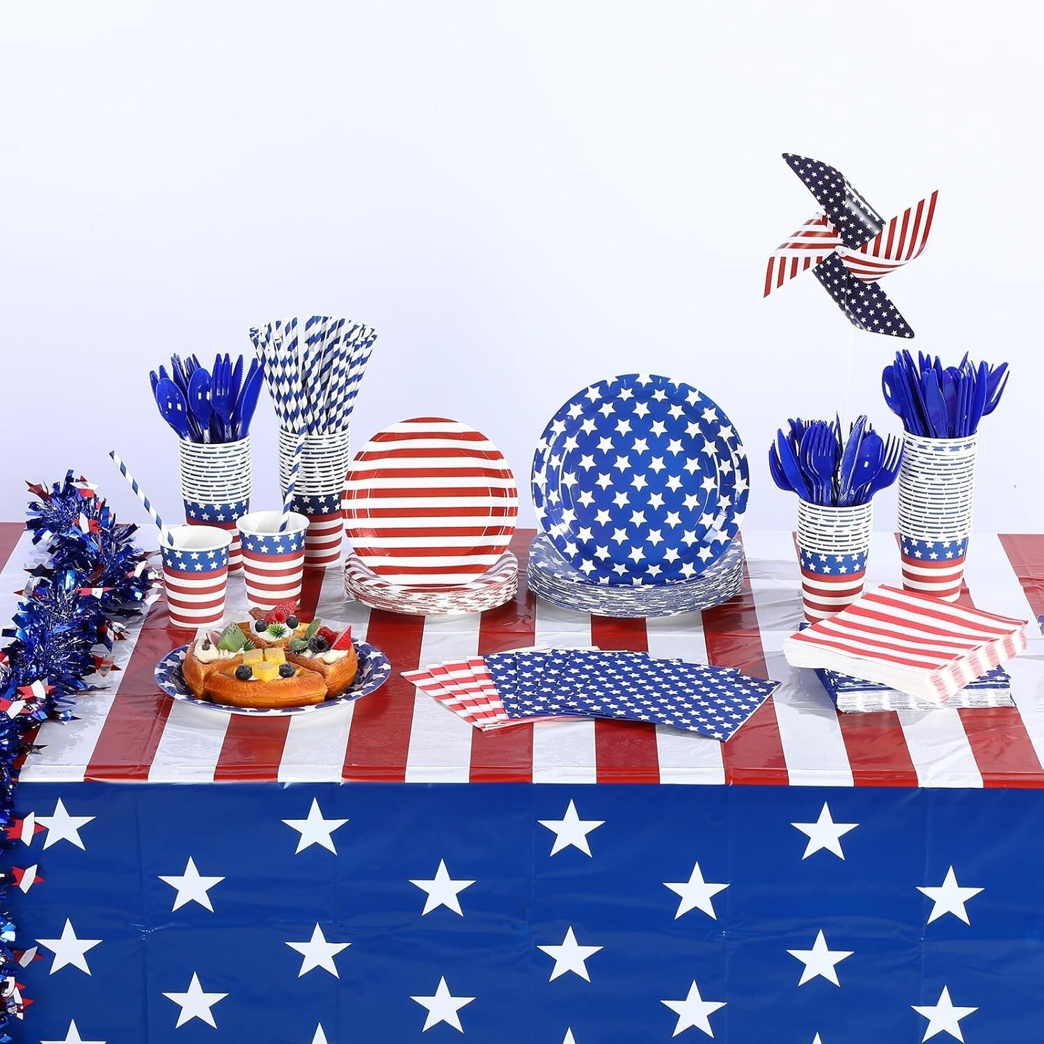 American Flag Themed 452 Pcs Disposable Party Set for 4th of July Festivities