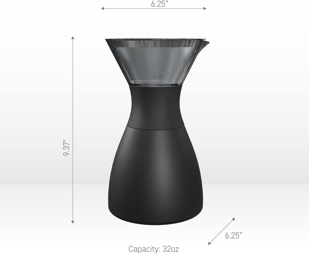 Travel-Friendly 32 oz Insulated Pour Over Coffee Maker - Eco-Friendly Design