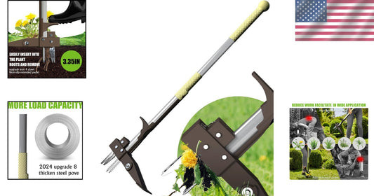 2024 Upgraded 40-Inch Long Handle 4-Claw Weeder Tool - No Bending, No Kneeling