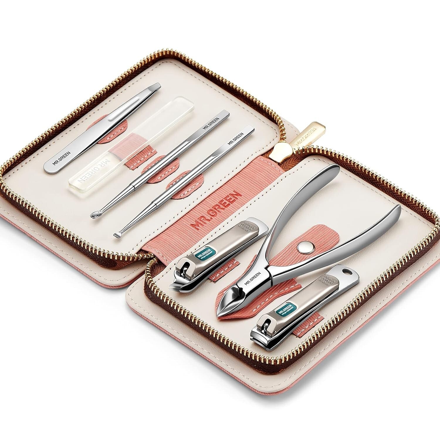 Compact Women's 7-in-1 Personal Care Manicure Kit with Stainless Steel Tools