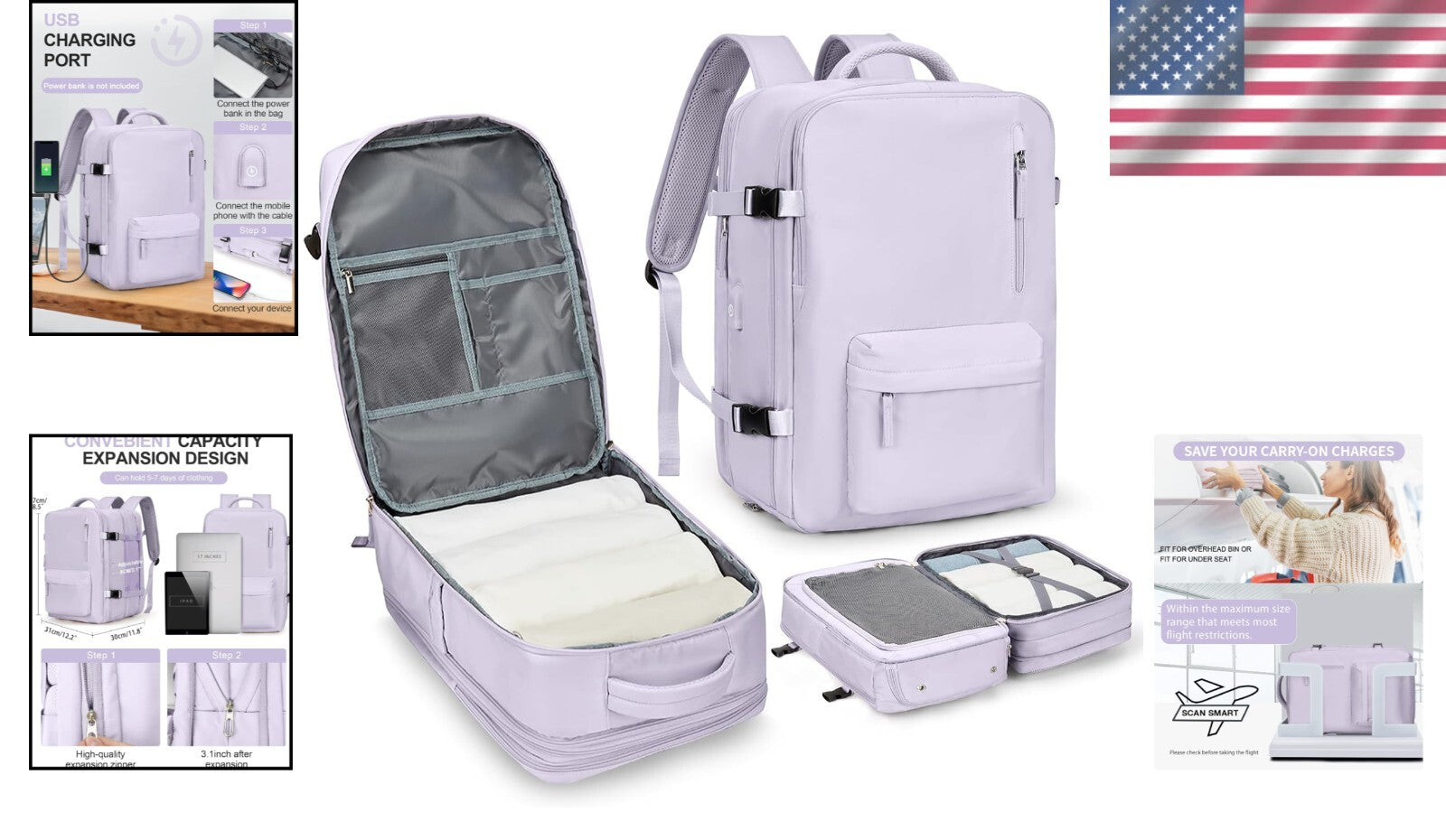 Expandable Carry-On Travel Backpack - Flight Approved for Business & Leisure