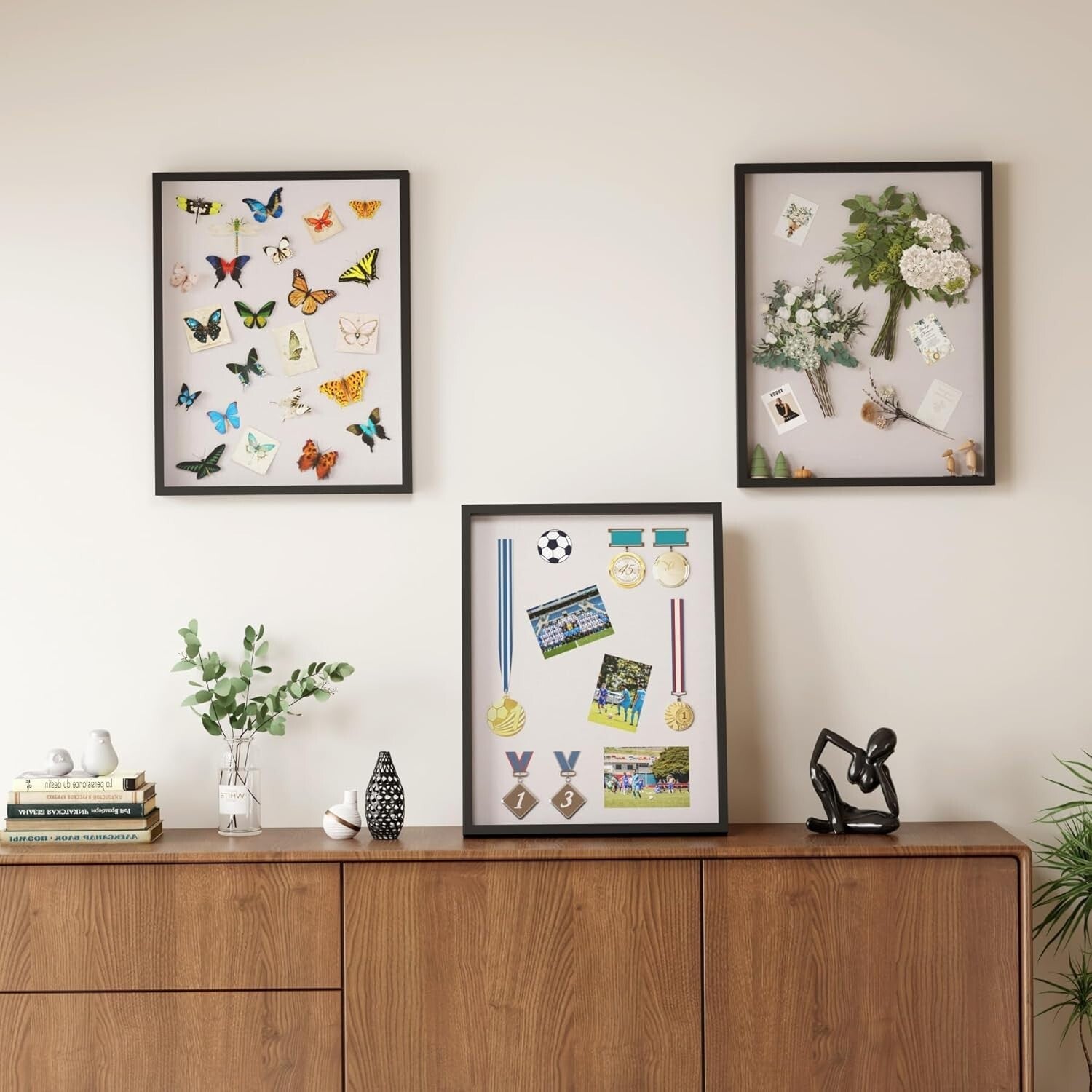 Elegant 16x20 Shadow Box Frame in Black with Shatterproof Plexiglass Cover