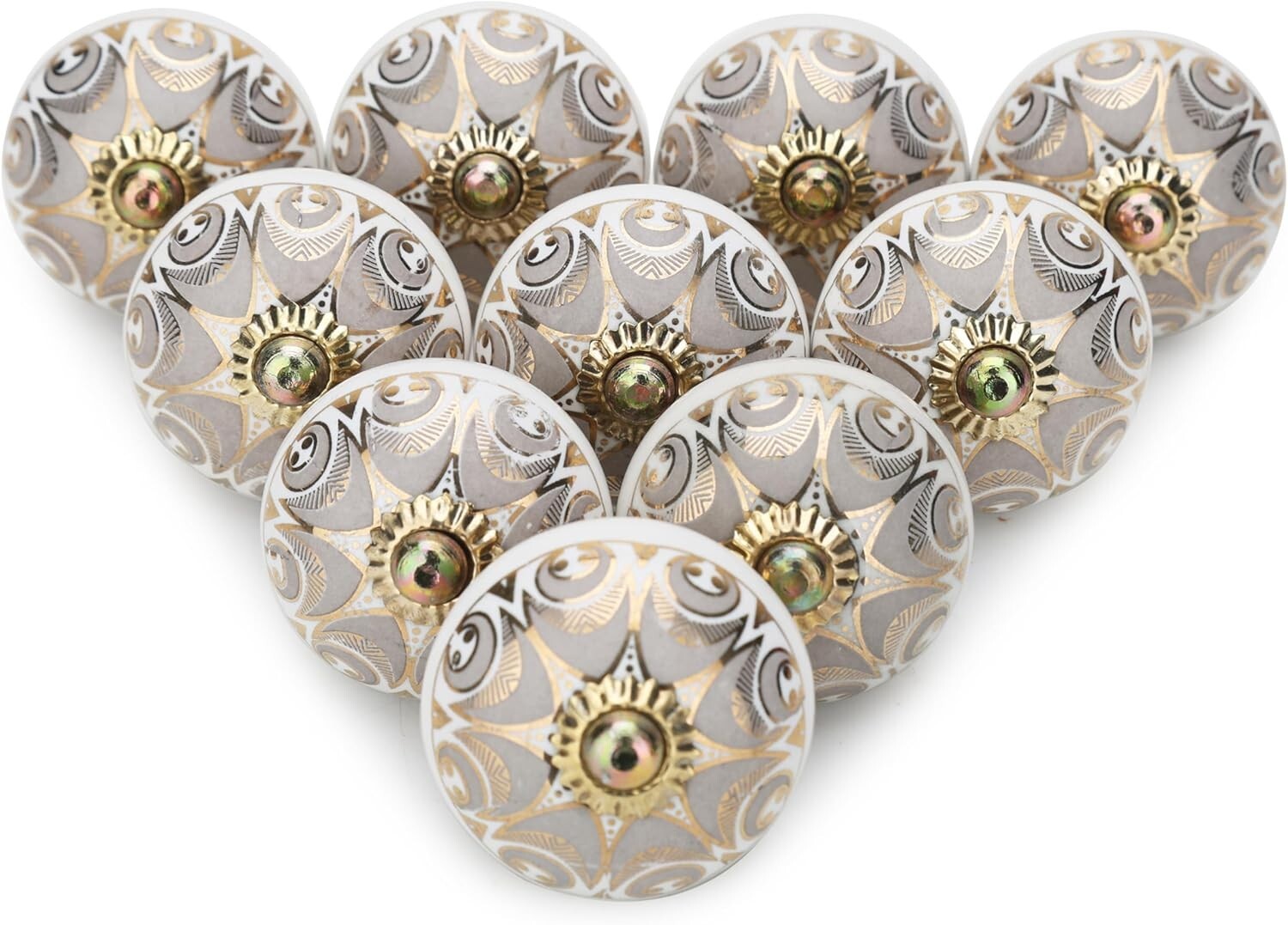 Boho Grey Round Knobs - Handcrafted Ceramic Pull Handles for Home Decor Bliss