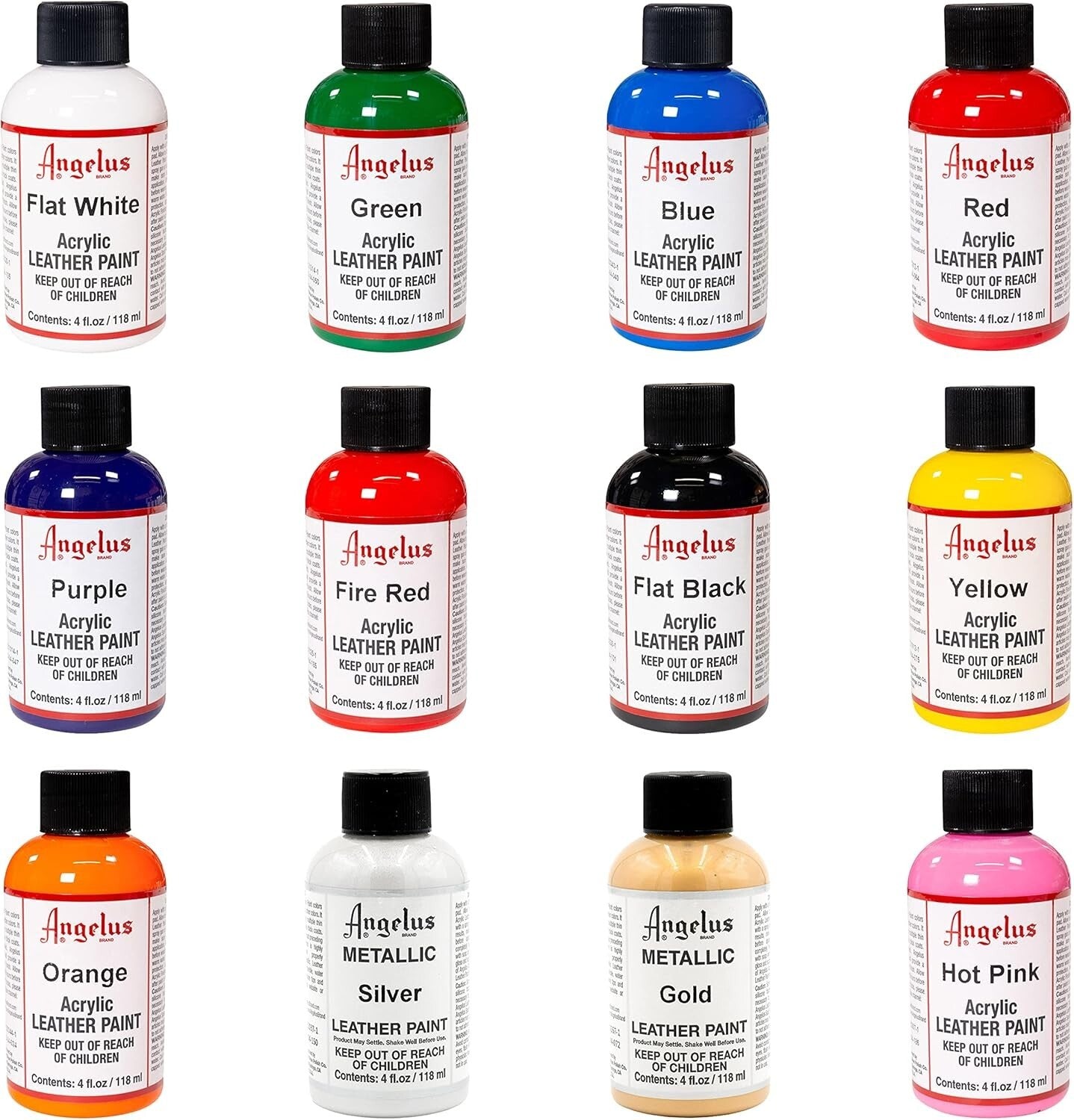 Customizable 12 Color Leather Paint Set - 4oz Flexibility with Crack Resistance!