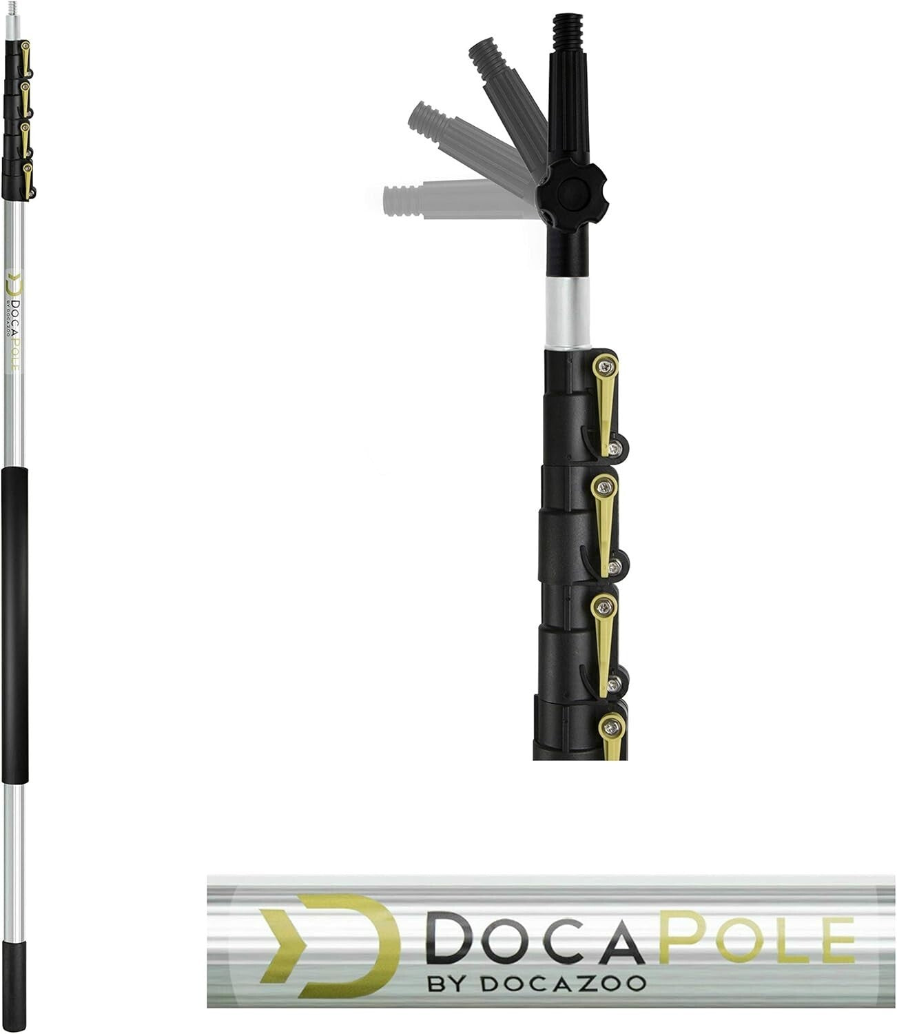 DocaPole 30 Ft Hard Bristle Brush with Rubber Bumper - Durable Extension Option