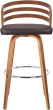 Load image into Gallery viewer, Elegant Jayden Swivel Bar Stool with Brown Faux Leather &amp; Walnut Finish - 26"
