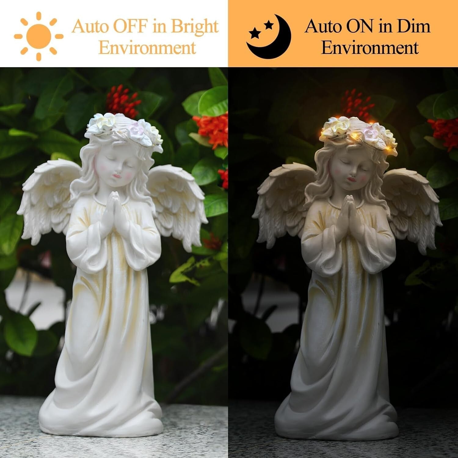 Elegant Solar-Powered Angel Statues - Perfect Sympathy Gift for Gardens