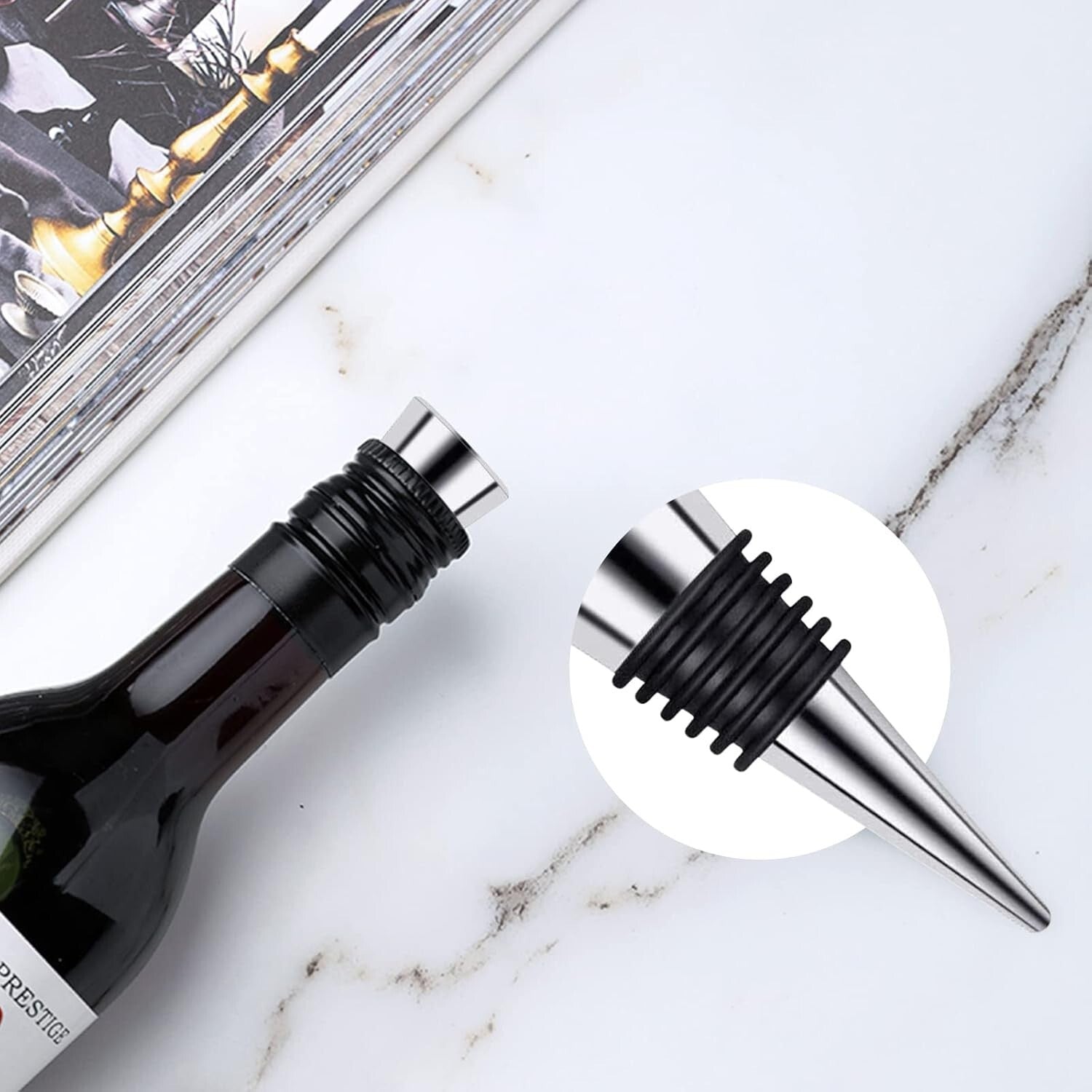 50 Pcs Stainless Steel Wine Stoppers - Air-tight Seal for Longer Freshness