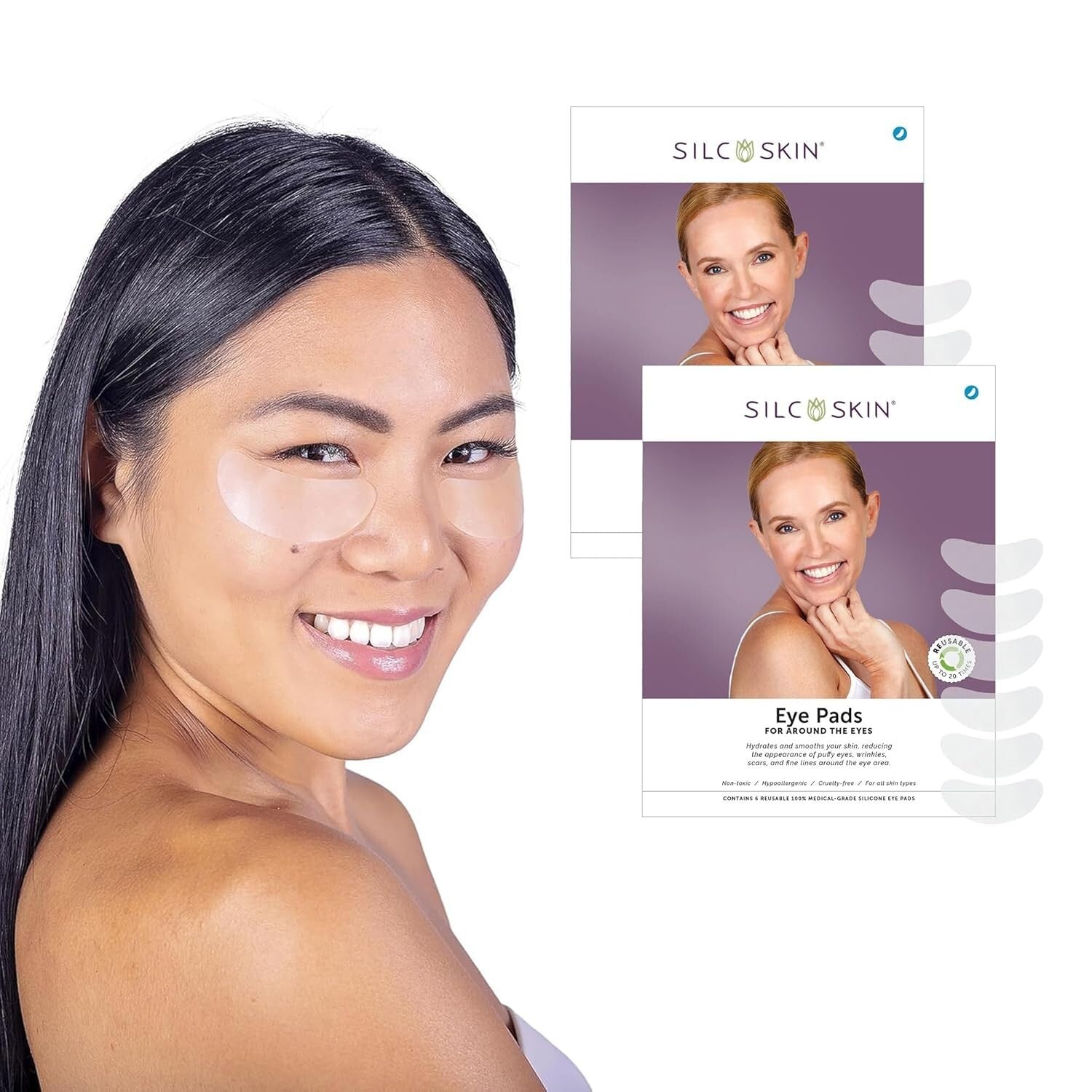 Medical-Grade Reusable Silicone Eye Pads for Puffiness & Fine Lines - 120 Days