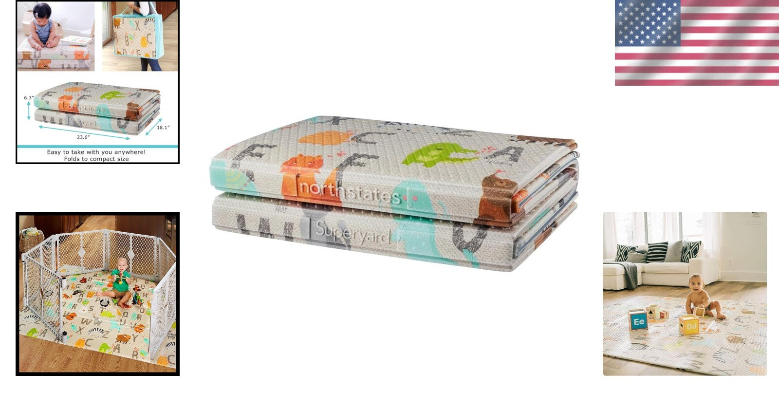 Portable 71"x71" ABC Padded Play Mat - Ideal for Tummy Time & Growing Minds