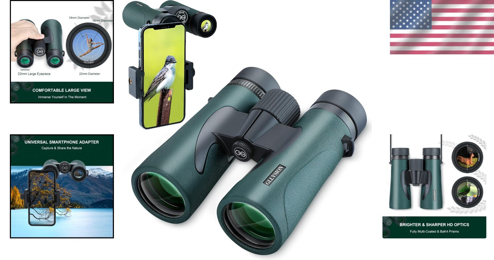 Professional 10X42 Lightweight Binoculars with Phone Adapter for Nature Lovers