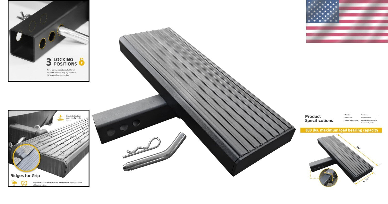 Durable 20" Hitch Step for SUVs - Non-Slip Bumper Guard & Easy Installation