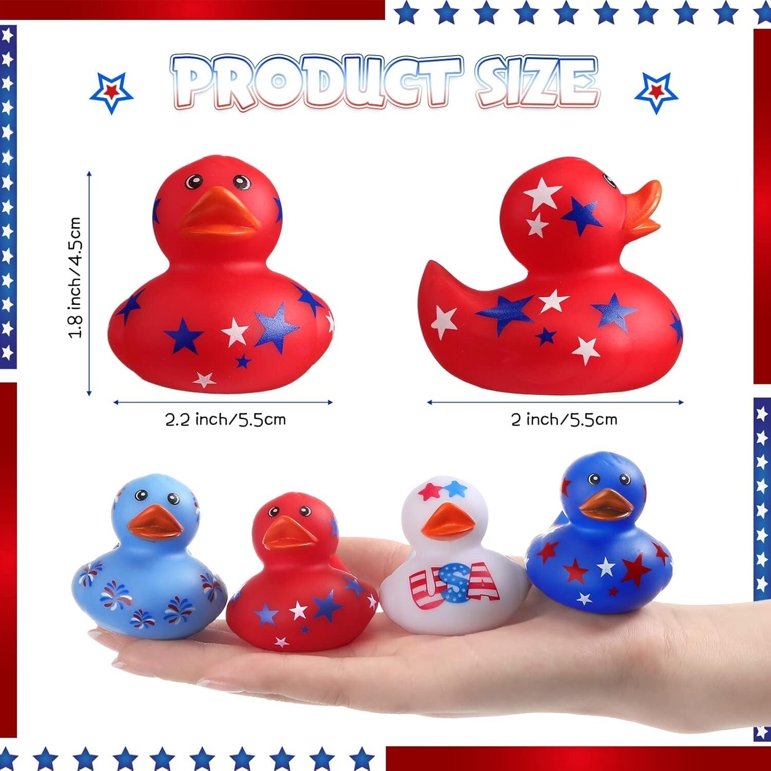 Classic Patriot Ducks - 96pcs Rubber Ducky Set for Kids’ Parties & Showers