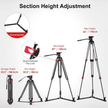 Load image into Gallery viewer, Ultra-Smooth Heavy Duty Tripod Stand for Cameras and Telescopes, 33lbs Capacity