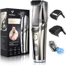 Load image into Gallery viewer, Electric Cordless Beard Trimmer with Vacuum &amp; 2 Comb Attachments - Travel Ready