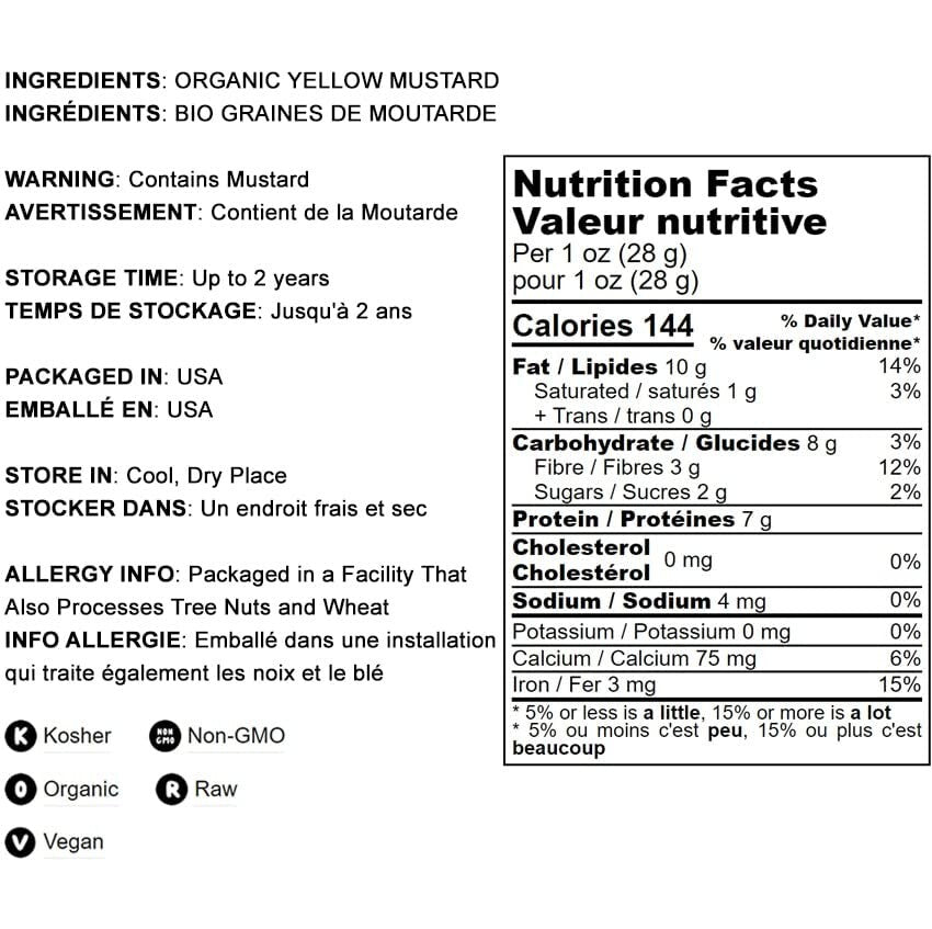 Vegan Organic Mustard Seeds, 20LB - Non-GMO Whole Spice for Exceptional Flavor